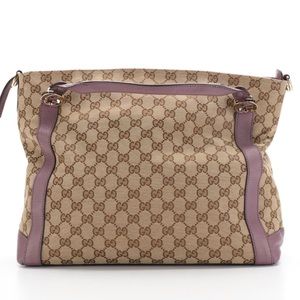Leather Gucci GG Monogram Canvas tote